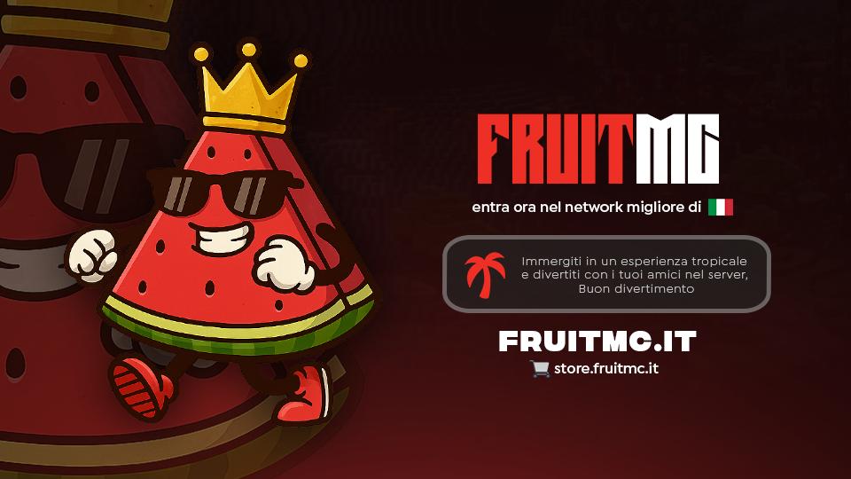 Discovery splash banner for FruitMC 🍉🌴 Discord server