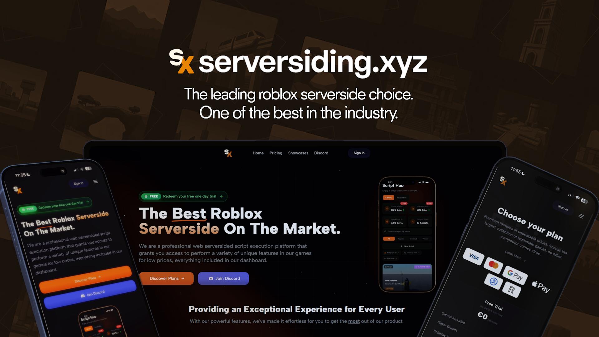 Discovery splash banner for serversiding.xyz - #1 Roblox Serverside Discord server