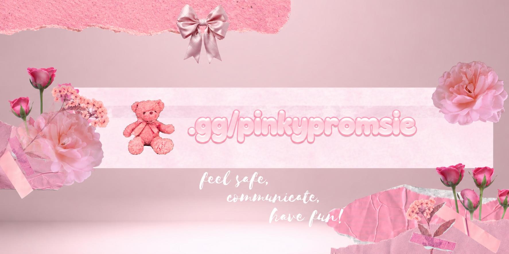 Discovery splash banner for ꒰ྀི১ ໒꒱ི ˚˖𓍢ִ໋❀ / Pinkypromise ﹒ socializing . Network . active . ༝༚༝༚ tag Discord server