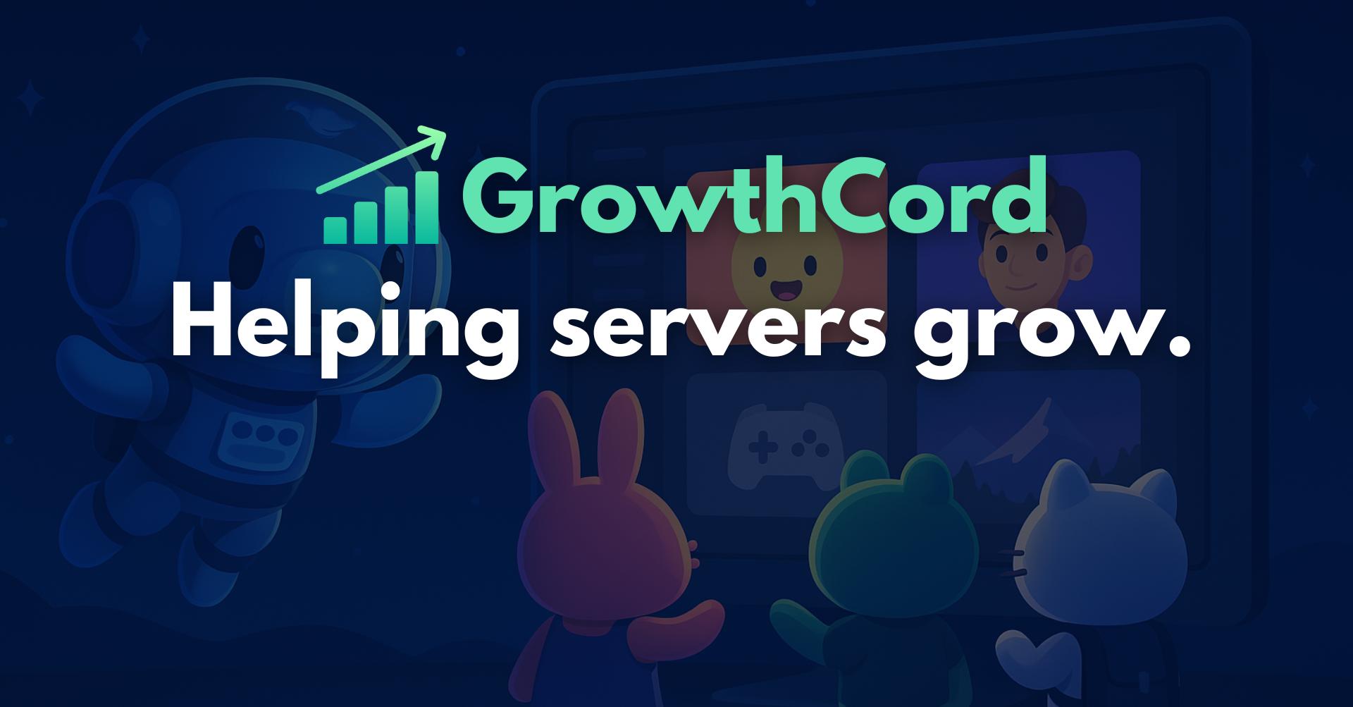 Discovery splash banner for Growthcord | Advertise | Grow | Learn | Promos | Promotions | Advertising Discord server